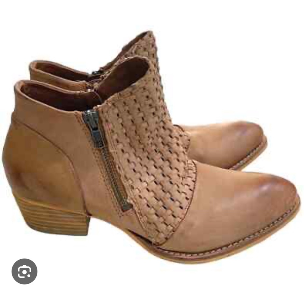 Splendid Ravi Leather Ankle Booties Tan Woven Detail | Size 7.5